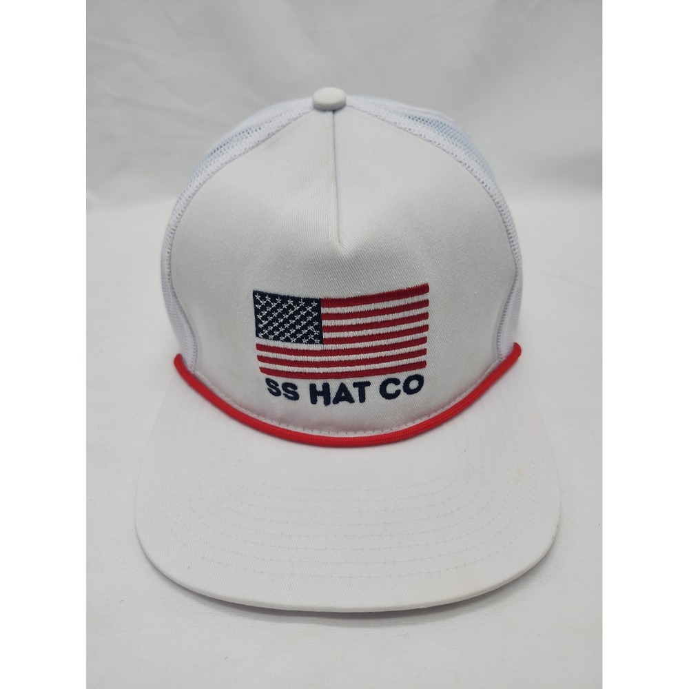 Southern String Hat Co Snapback White Flag USA Rope Trucker Mesh Back One Size